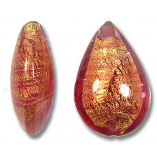 1 Murano Glass Rose Gold Foiled 20mm Pear Drop