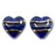 2 Murano Glass Sapphire Gold Foiled Band 14mm Hearts 