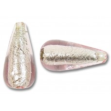 1 Murano Glass Light Pink White Gold Foiled 20mm Drop Bead