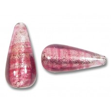 1 Murano Glass Rose White Gold Foiled 20mm Drop Bead