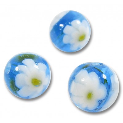 10 Murano Glass Aquamarine Millefiore 8mm Beads 