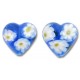 2 Murano Glass Aquamarine Millefiore 14mm Heart Beads 