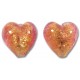 2 Murano Glass Rose Gold Foiled 10mm Heart Beads