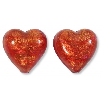1 Murano Glass Rose Gold Foiled 20mm Heart Bead 1 Murano Glass Rose Gold Foiled 20mm Heart Bead