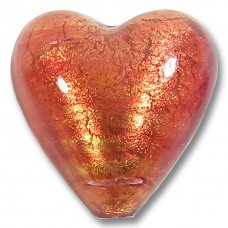 1 Murano Glass Rose Gold Foiled 20mm Heart Bead