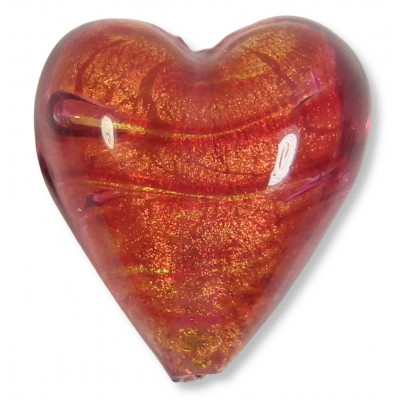 1 Murano Glass Rose Gold Foiled 20mm Heart Bead 1 Murano Glass Rose Gold Foiled 20mm Heart Bead