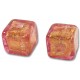 2 Murano Glass Rose Gold Foiled 8mm Cube Beads