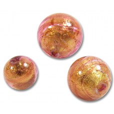 10 Murano Glass Rose Gold Foiled 6mm Round Beads