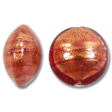 1 Murano Glass Rose Gold Foiled 14mm Lentil Bead