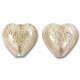 2 Murano Glass Light Pink with White Goldfoil 14mm Hearts