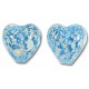 2 Murano Glass Crackle White Gold Foiled Aquamarine Blue 10mm Heart Beads