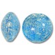 1 Murano Glass Crackle White Gold Foiled Aquamarine Blue 14mm Lentil Bead