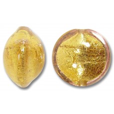 1 Murano Glass Light Pink Gold Foiled 10mm Lentil Bead