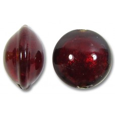 1 Murano Glass Dark Ruby Gold Foiled 10mm Lentil Bead