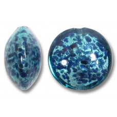 1 Murano Glass Serenissima White Gold Foiled with Aventurine 14mm Lentil Bead