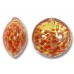 1 Murano Glass Red Gold Foiled with Aventurine 14mm Lentil Bead
