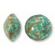1 Murano Glass Larch Green White Gold Foiled with Aventurine 14mm Lentil Bead