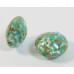 1 Murano Glass Larch Green White Gold Foiled with Aventurine 14mm Lentil Bead