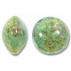 1 Murano Green Gold Foiled with Aventurine 14mm Lentil Bead