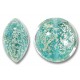 1 Murano Glass Verde Ice Crackle White Gold Foiled 14mm Lentil Bead