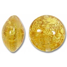 1 Murano Glass Light Topaz Crackle Gold Foiled 14mm Lentil