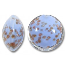 1 Murano Glass Periwinkle with Aventurine 14mm Lentil Bead