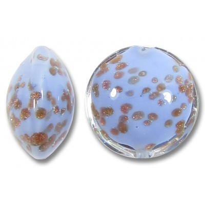 1 Murano Glass Periwinkle with Aventurine 14mm Lentil Bead