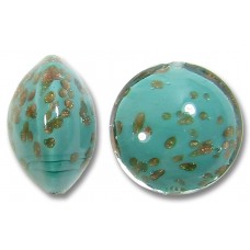 1 Murano Glass Teal Magic with Aventurine 14mm Lentil Bead