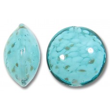 1 Murano Glass Verde Cloud with Aventurine 14mm Lentil Bead