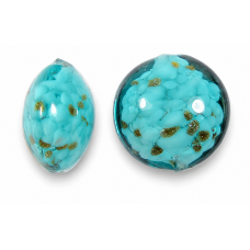1 Murano Glass Verde Cloud with Aventurine 14mm Lentil Bead