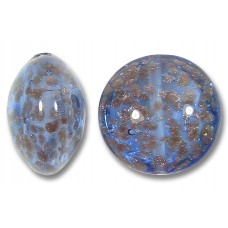 1 Murano Glass Starry Night with Aventurine 14mm Lentil Bead