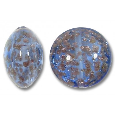 1 Murano Glass Starry Night with Aventurine 14mm Lentil Bead