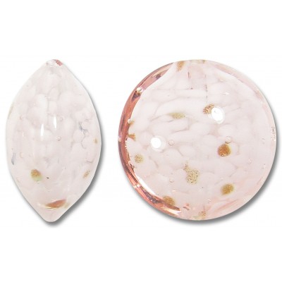 1 Murano Glass Rose Cloud with Aventurine 14mm Lentil Bead
