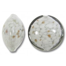 1 Murano Glass English Rain Grey with Aventurine 14mm Lentil bead