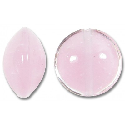 1 Murano Glass English Rose White Core 14mm Lentil Bead