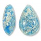 1 Murano Glass Crackle White Gold Foiled Aquamarine Blue 20mm Pear Drop