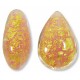 1 Murano Glass Crackle White Gold Foiled Alabaster Rose 20mm Pear Drop