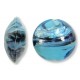 1 Murano Glass White Gold Foiled Turquoise Swish 14mm Lentil