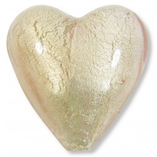 1 Murano Glass Light Pink with White Goldfoil 20mm Heart Bead