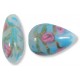 1 Murano Glass Clear Rose Soft Blue Gold Aventurine 20mm Pear Drop