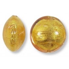 1 Murano Glass Light Pink Gold Foiled 14mm Lentil