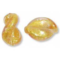 2 Murano Glass Light Pink Gold Foiled Crystal Elica Twist Beads