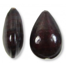 1 Murano Glass Darkest Ruby Silver Foiled 20mm Pear Drop Bead