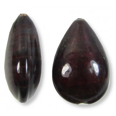 1 Murano Glass Darkest Ruby Silver Foiled 20mm Pear Drop Bead