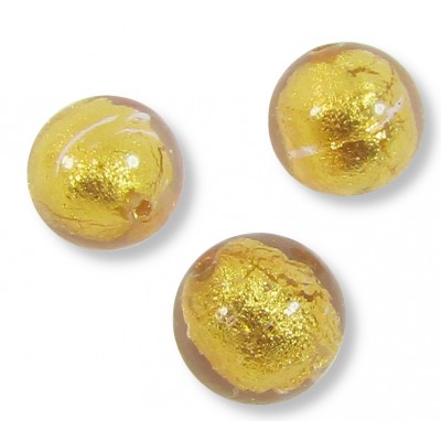 10 Murano Glass Light Pink Gold Foiled 8mm Round Beads.
