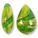 1 Murano Lime and Erba Green Ripple Gold Foiled 20mm Pear Drop