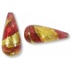 1 Murano Pink and Ruby Ripple Gold Foiled 20mm  Drop