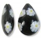 1 Murano Glass Black White Yellow Millefiore 20mm Pear Drop Bead