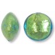 1 Murano Glass Verde Emerald Gold Foiled 14mm Lentil Bead