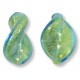 2 Murano Glass Verde Emerald Gold Foiled Elica Twist Beads